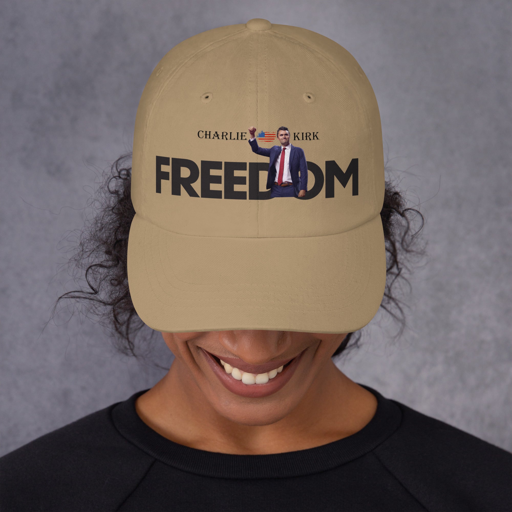 Charlie Kirk FREEDOM Hat, RIP Memorial American Flag Cap Khaki Hat - Tophatter Daily Deals