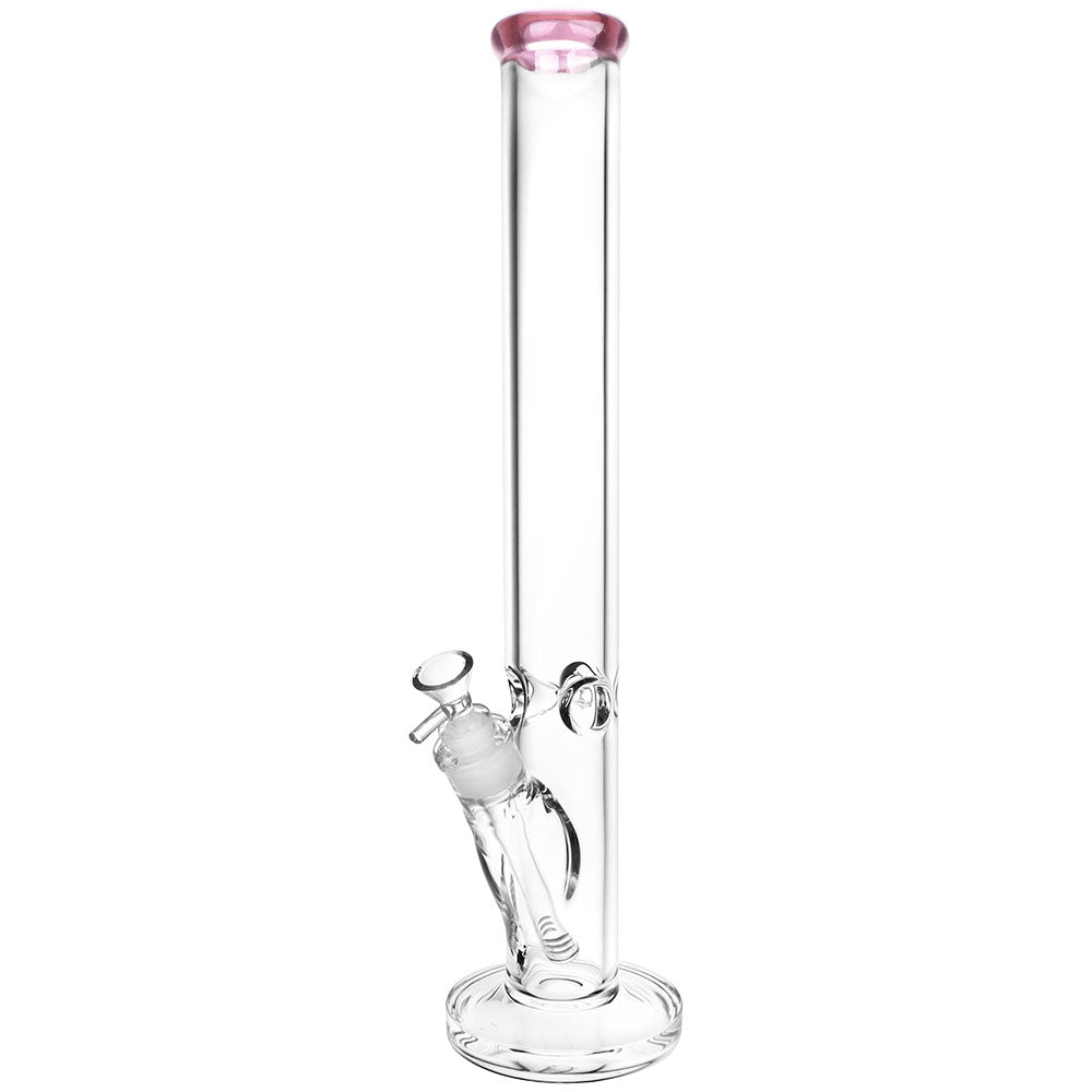 SeshGear Classic Glass Straight Tube Bong Extra Large Transparent Pink Glass Bongs - Tophatter Daily Deals