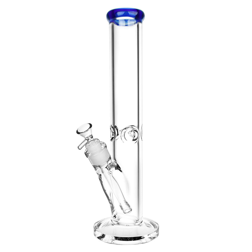 SeshGear Classic Glass Straight Tube Bong Large Transparent Blue Glass Bongs - Tophatter Daily Deals