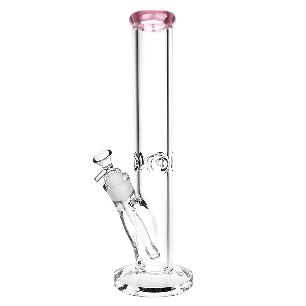 SeshGear Classic Glass Straight Tube Bong Large Transparent Pink Glass Bongs - Tophatter Daily Deals