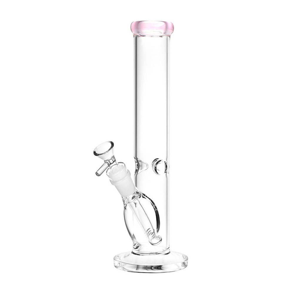 SeshGear Classic Glass Straight Tube Bong Medium Transparent Pink Glass Bongs - Tophatter Daily Deals