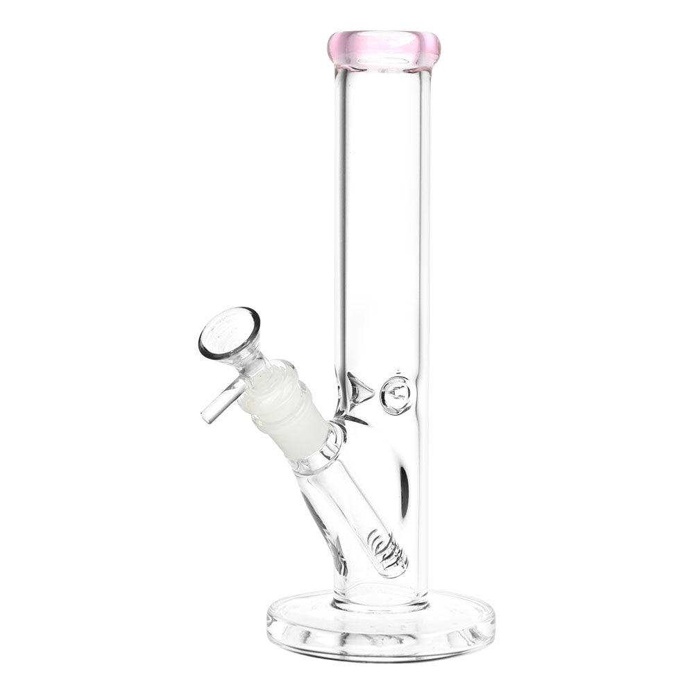 SeshGear Classic Glass Straight Tube Bong Small Transparent Pink Glass Bongs - Tophatter Daily Deals