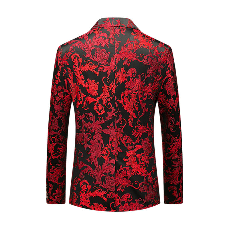 Men Jacquard Suit Jacket Slim Fit Dress Coat Men Blazer - Tophatter Daily Deals