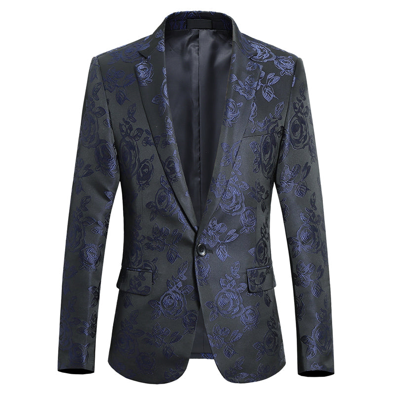 Men Jacquard Suit Jacket Slim Fit Dress Coat Men Blazer - Tophatter Daily Deals