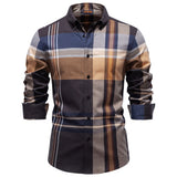 Classic Plaid Formal Business Executive Shirts Navy Blue Men's Shirts - Tophatter Daily Deals