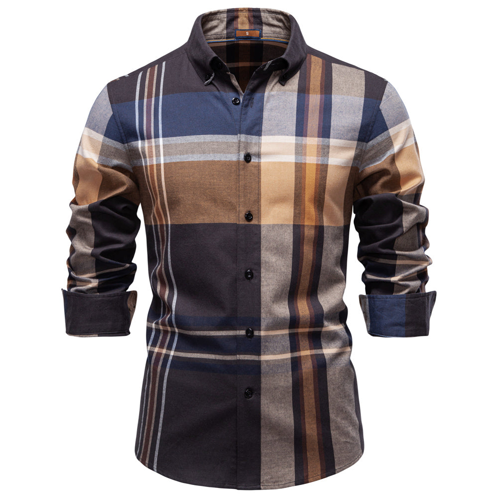 Classic Plaid Formal Business Executive Shirts Navy Blue Men's Shirts - Tophatter Daily Deals