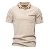 Classic Polo Shirt Men Short Sleeve Top Beige Men's Clothing - Tophatter Daily Deals