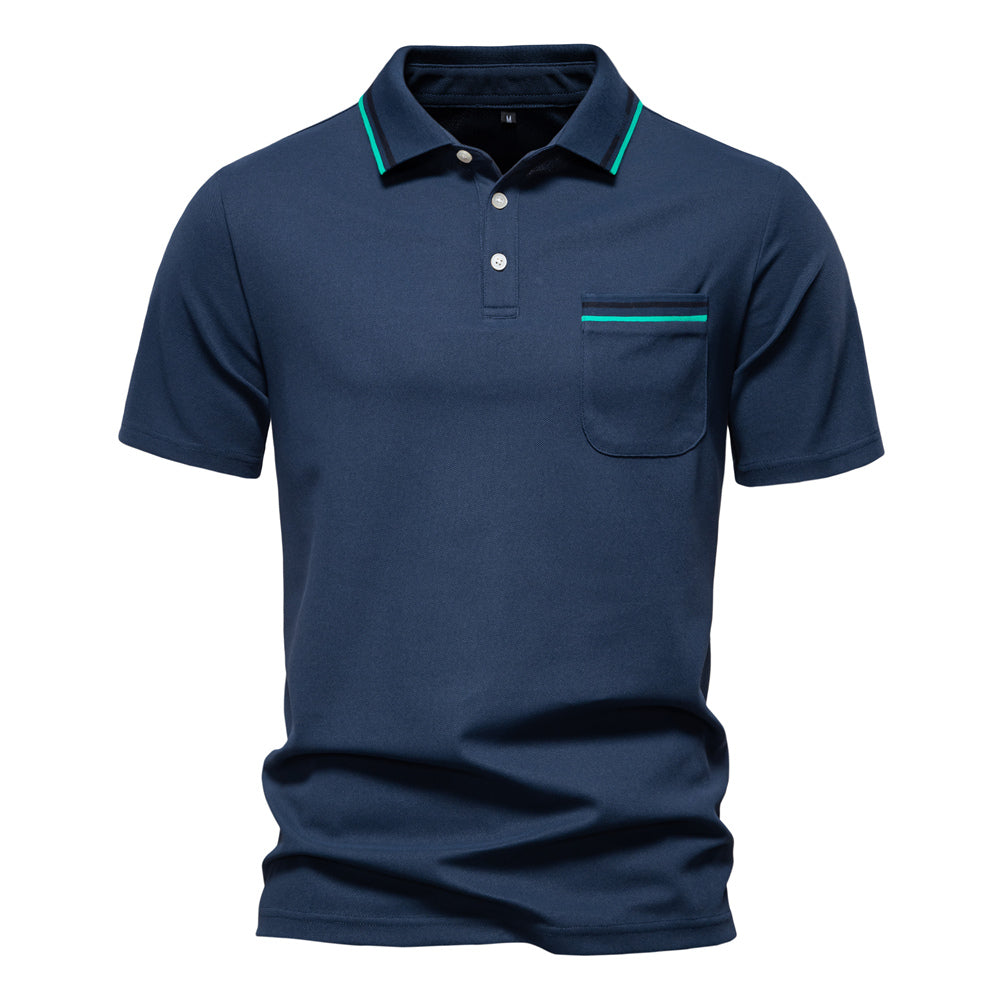 Classic Polo Shirt Men Short Sleeve Top Navy Blue Men's Clothing - Tophatter Daily Deals