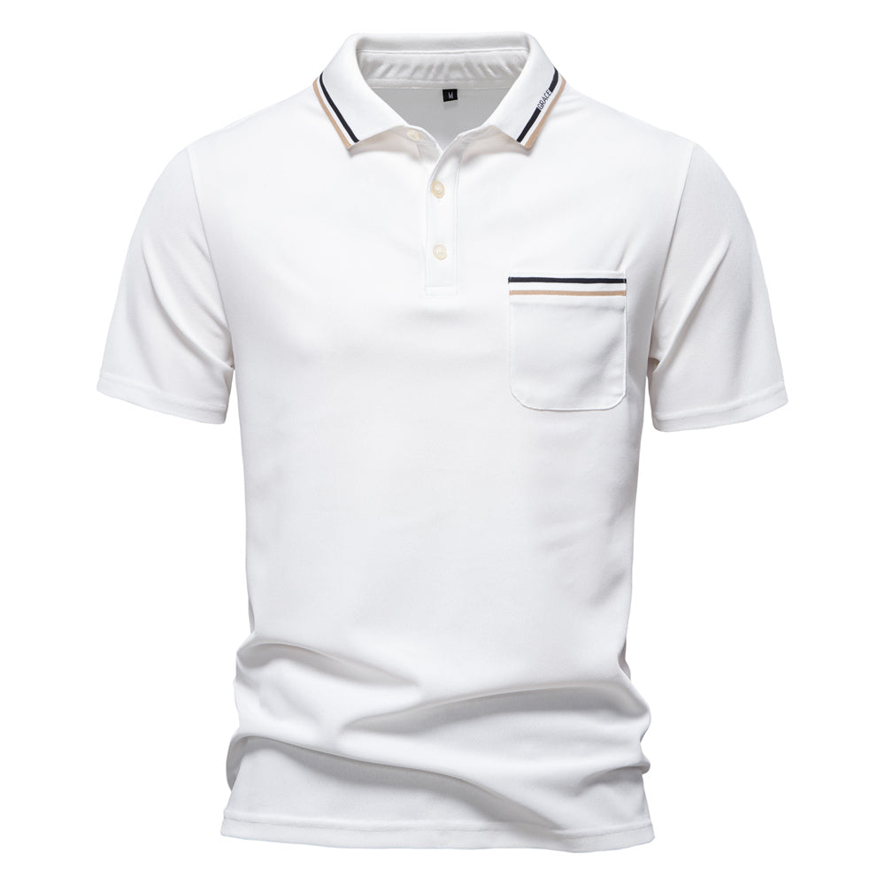 Classic Polo Shirt Men Short Sleeve Top White Men's Clothing - Tophatter Daily Deals