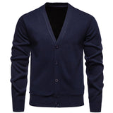 Classic V-neck Solid Color Cardigan Men Sweater Men's Clothing - Tophatter Daily Deals