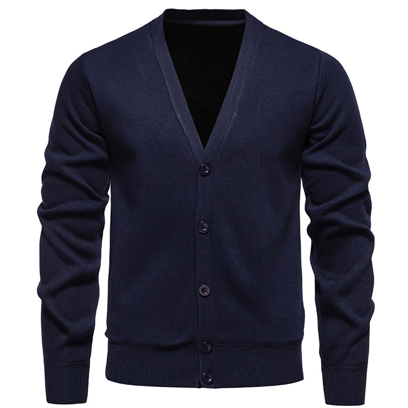 Classic V-neck Solid Color Cardigan Men Sweater Men's Clothing - Tophatter Daily Deals