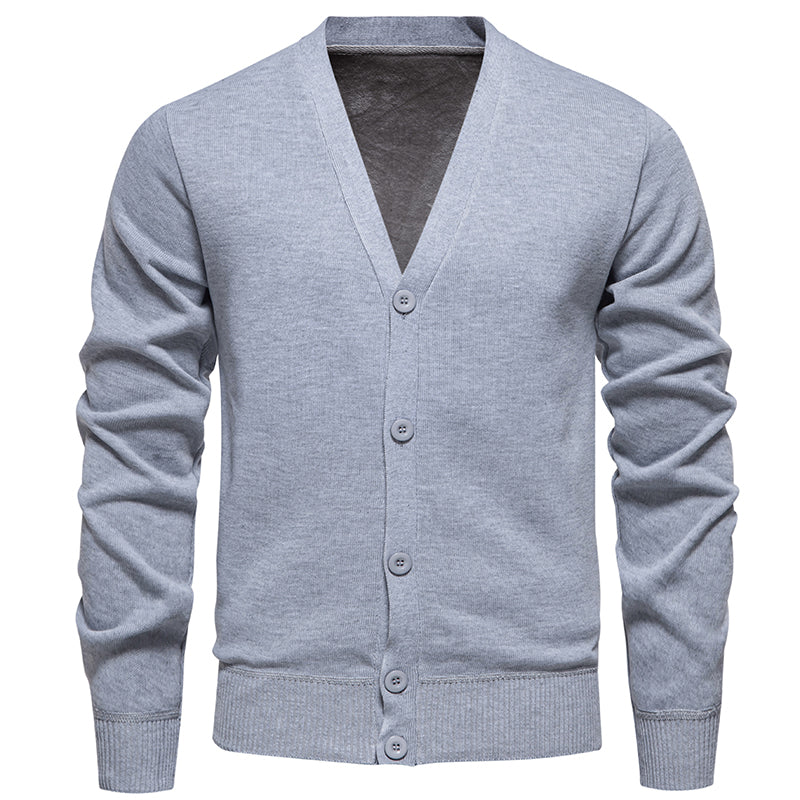 Classic V-neck Solid Color Cardigan Men Sweater Men's Clothing - Tophatter Daily Deals