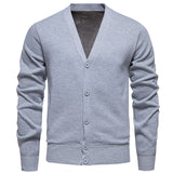 Classic V-neck Solid Color Cardigan Men Sweater Men's Clothing - Tophatter Daily Deals