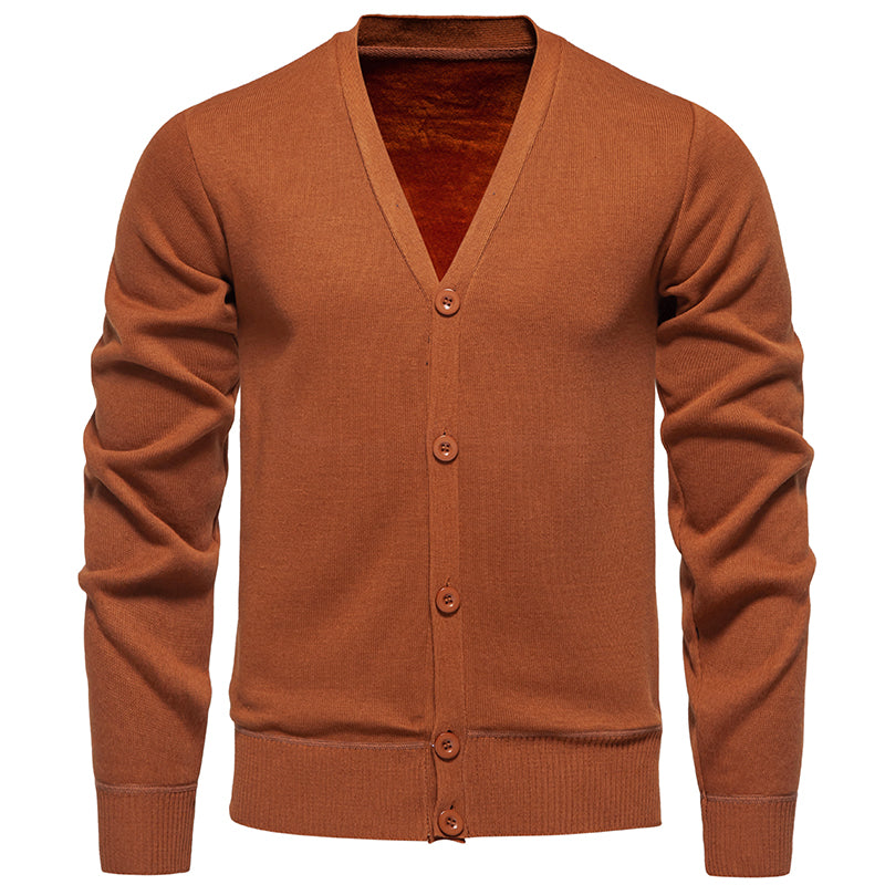 Classic V-neck Solid Color Cardigan Men Sweater Men's Clothing - Tophatter Daily Deals
