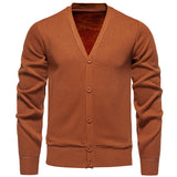 Classic V-neck Solid Color Cardigan Men Sweater Men's Clothing - Tophatter Daily Deals