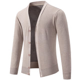 Classic V-neck Solid Color Cardigan Men Sweater Men's Clothing - Tophatter Daily Deals