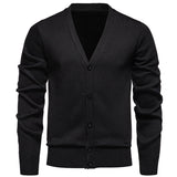 Classic V-neck Solid Color Cardigan Men Sweater Men's Clothing - Tophatter Daily Deals