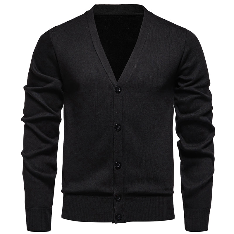 Classic V-neck Solid Color Cardigan Men Sweater Men's Clothing - Tophatter Daily Deals