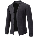 Classic V-neck Solid Color Cardigan Men Sweater Dark Grey Men's Clothing - Tophatter Daily Deals