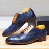 Handmade Classic Wingtip Oxfords Brogue Shoes Men Shoes - Tophatter Daily Deals
