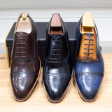 Handmade Classic Wingtip Oxfords Brogue Shoes Men Shoes - Tophatter Daily Deals