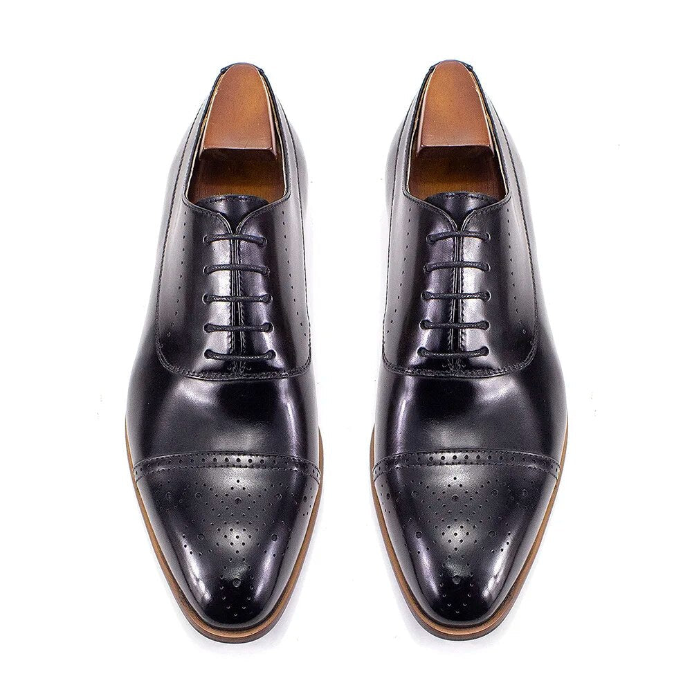 Handmade Classic Wingtip Oxfords Brogue Shoes Men Shoes - Tophatter Daily Deals