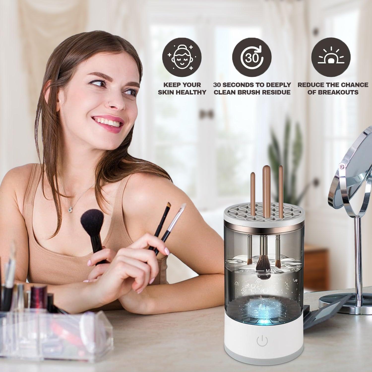 Makeup Brush Cleaner Machine - Automatic Fast Electric Brush Cleaning Holder Dryer Health & Beauty - Tophatter Daily Deals