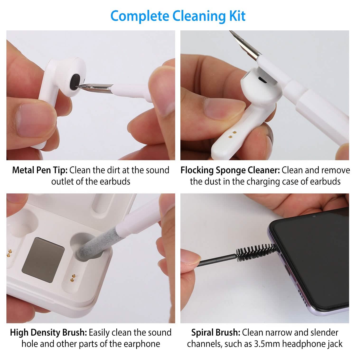 Cleaning Kit For Airpods, Charging Case, Camera, Phone Cleaner Pen Long and Short Fluff Brush Everything Else - Tophatter Daily Deals