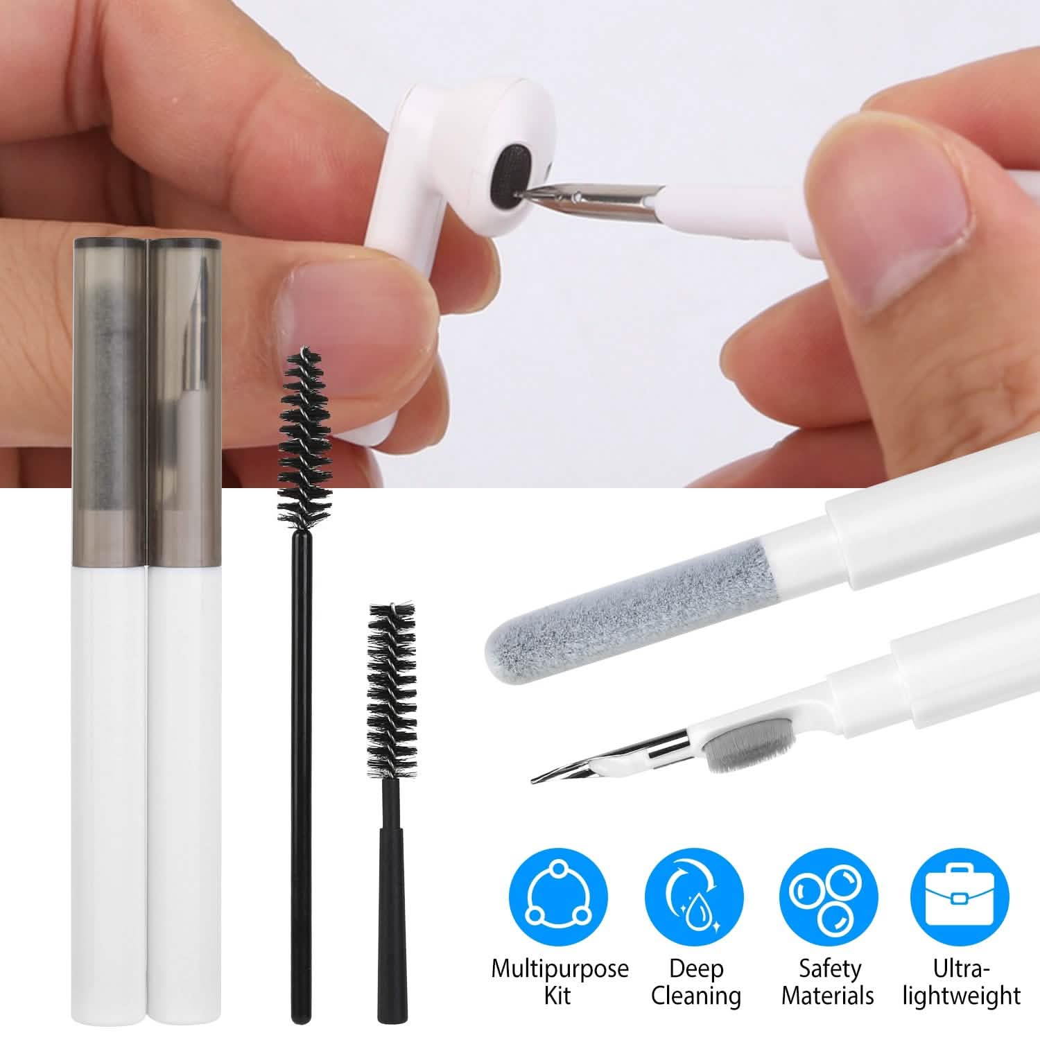 Cleaning Kit For Airpods, Charging Case, Camera, Phone Cleaner Pen Long and Short Fluff Brush Everything Else - Tophatter Daily Deals