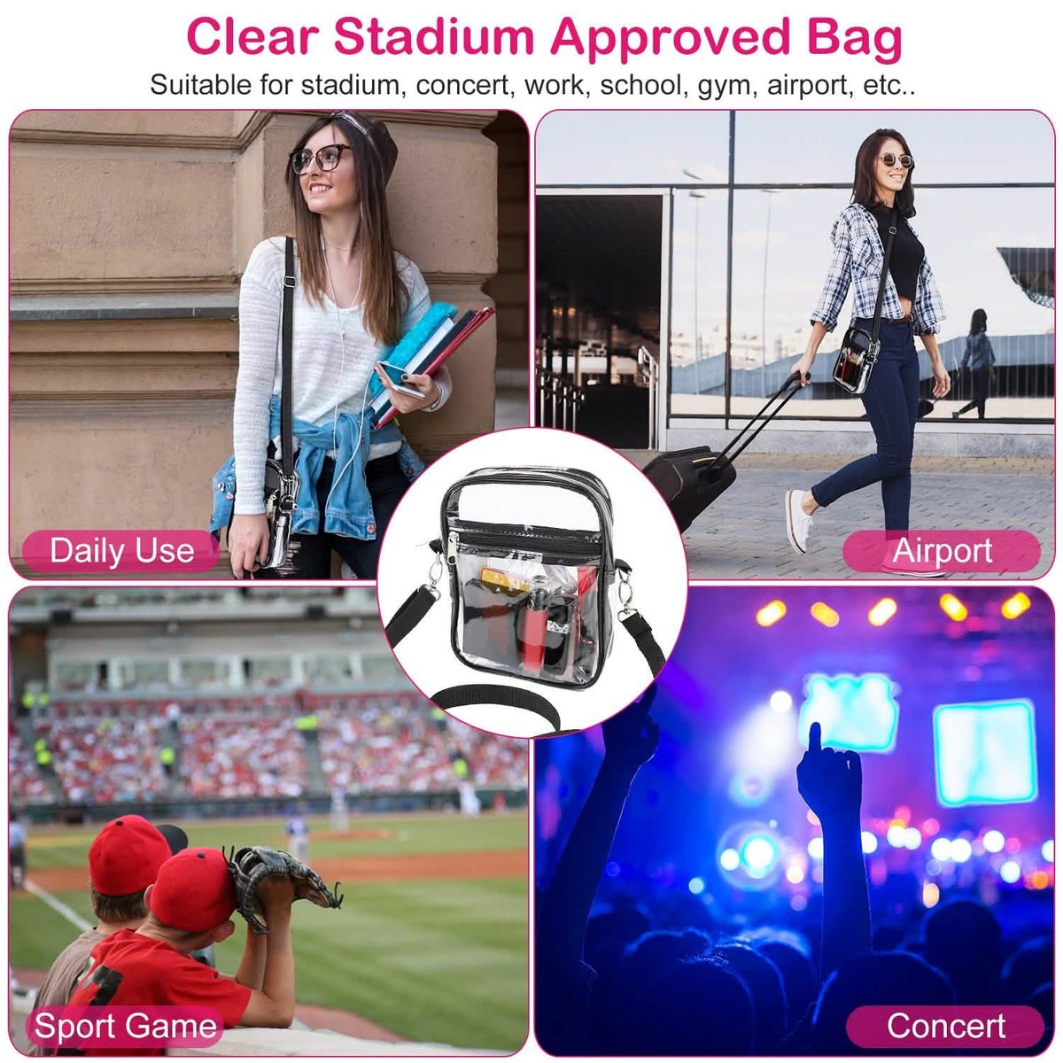 Clear Crossbody Bag Stadium Approved Handbags & Wallets - Tophatter Daily Deals