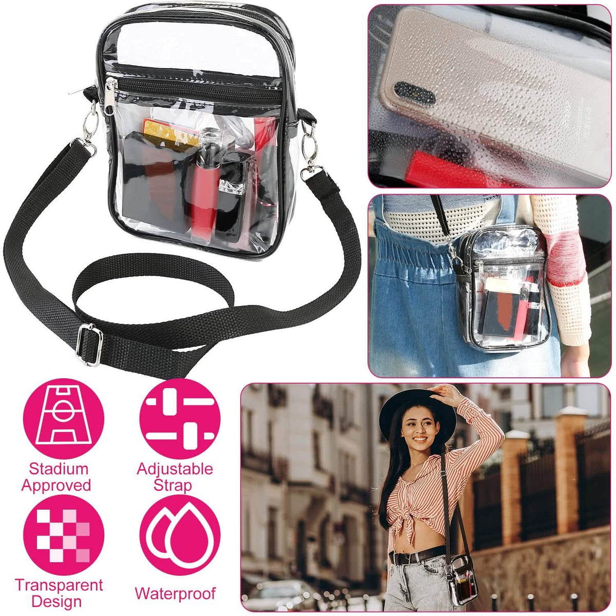 Clear Crossbody Bag Stadium Approved Handbags & Wallets - Tophatter Daily Deals