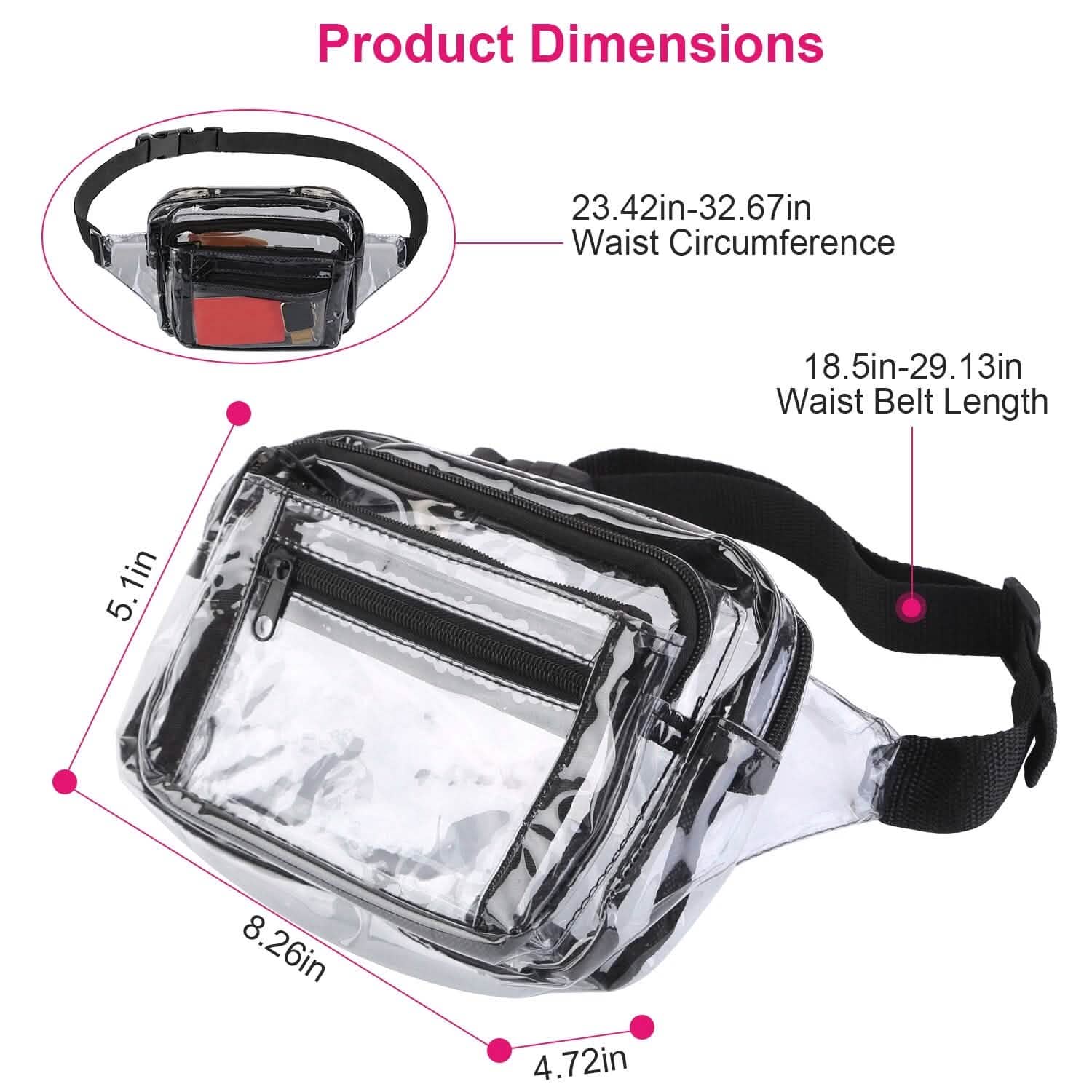 Clear Fanny Pack Unisex Transparent Waist Pouch Belt Bag Handbags & Wallets - Tophatter Daily Deals