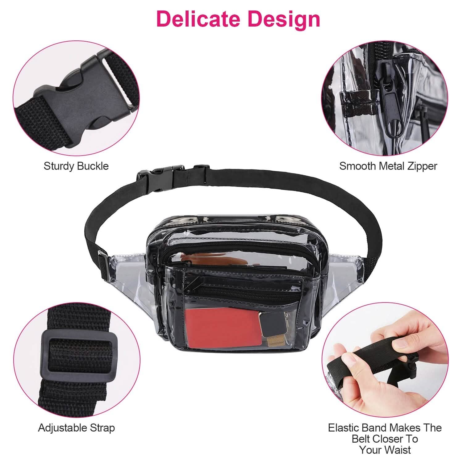 Clear Fanny Pack Unisex Transparent Waist Pouch Belt Bag Handbags & Wallets - Tophatter Daily Deals