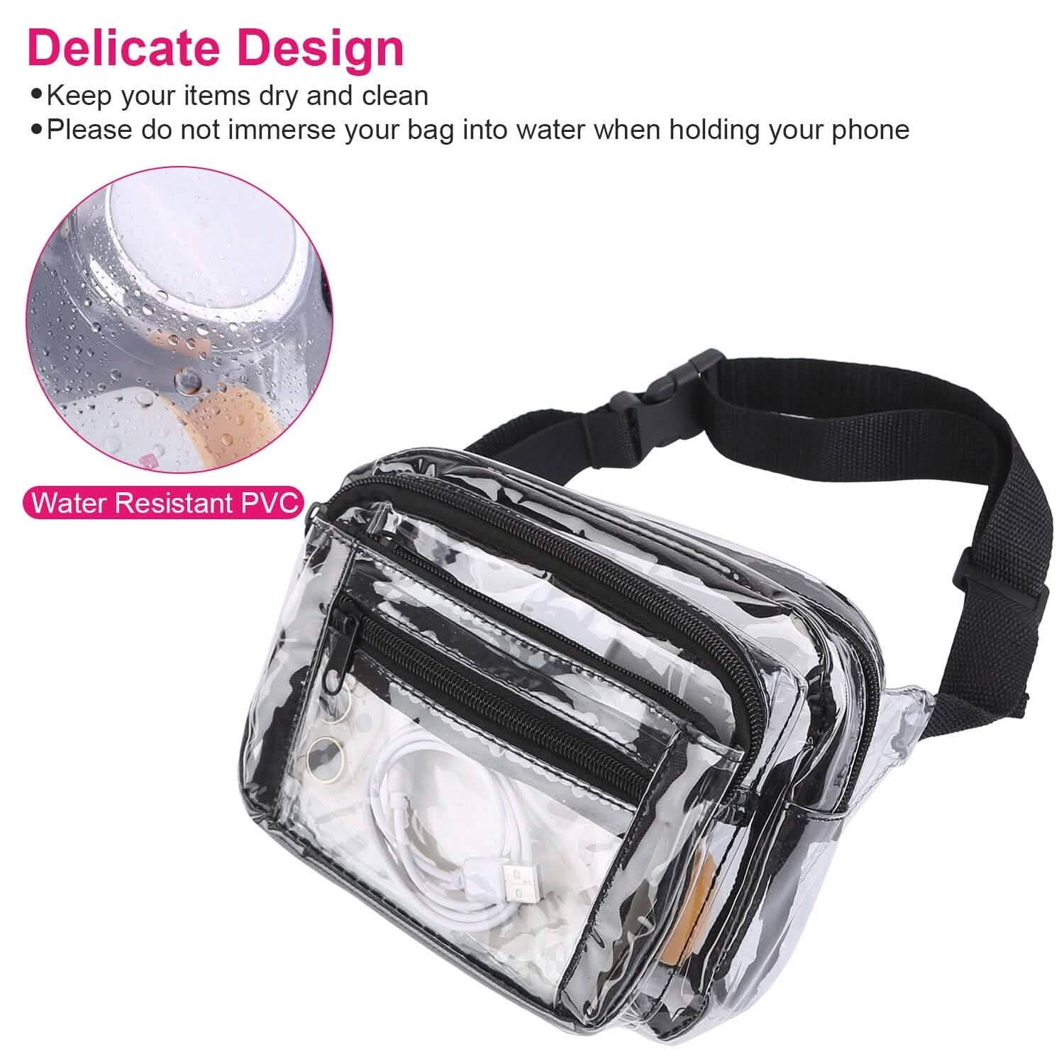 Clear Fanny Pack Unisex Transparent Waist Pouch Belt Bag Handbags & Wallets - Tophatter Daily Deals