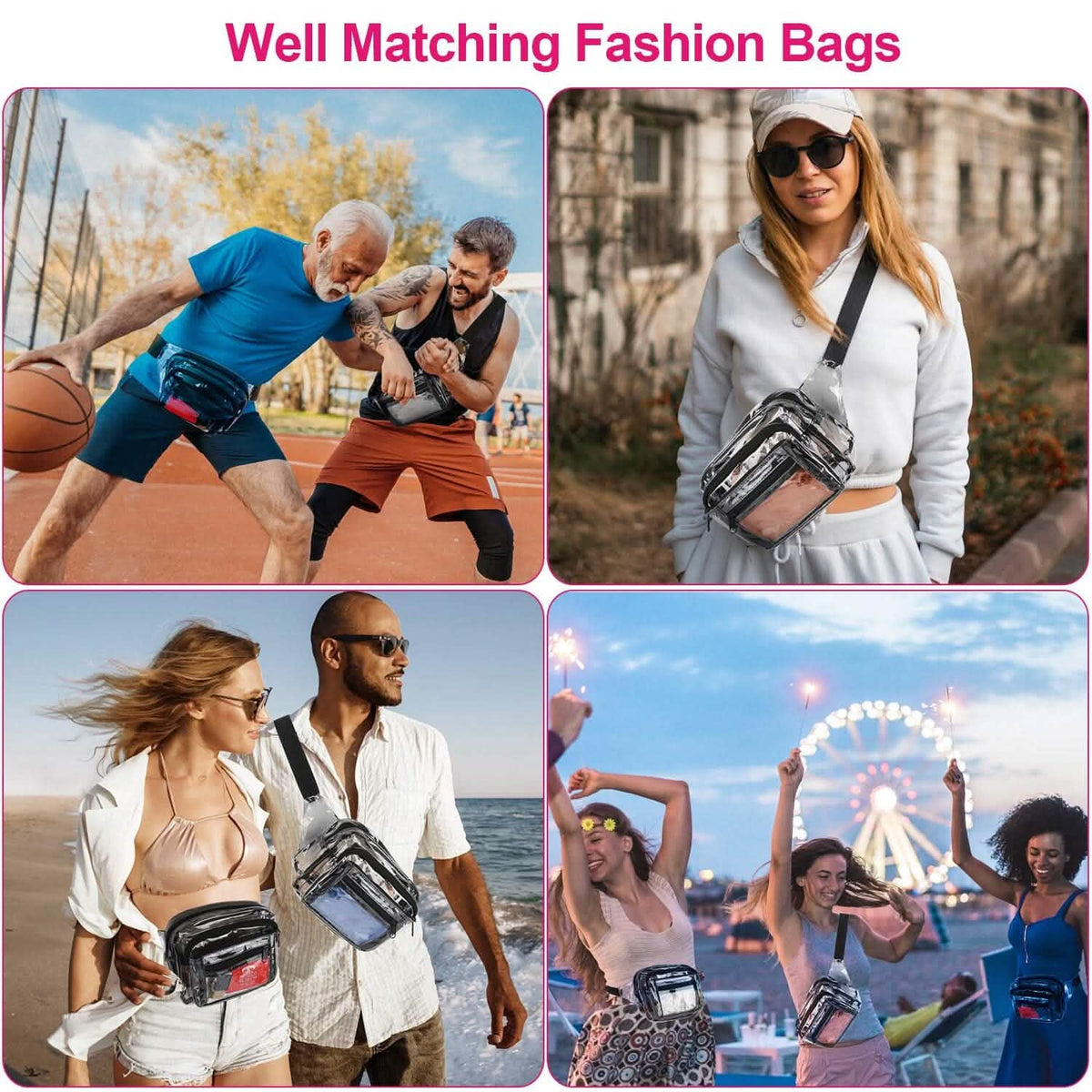 Clear Fanny Pack Unisex Transparent Waist Pouch Belt Bag Handbags & Wallets - Tophatter Daily Deals