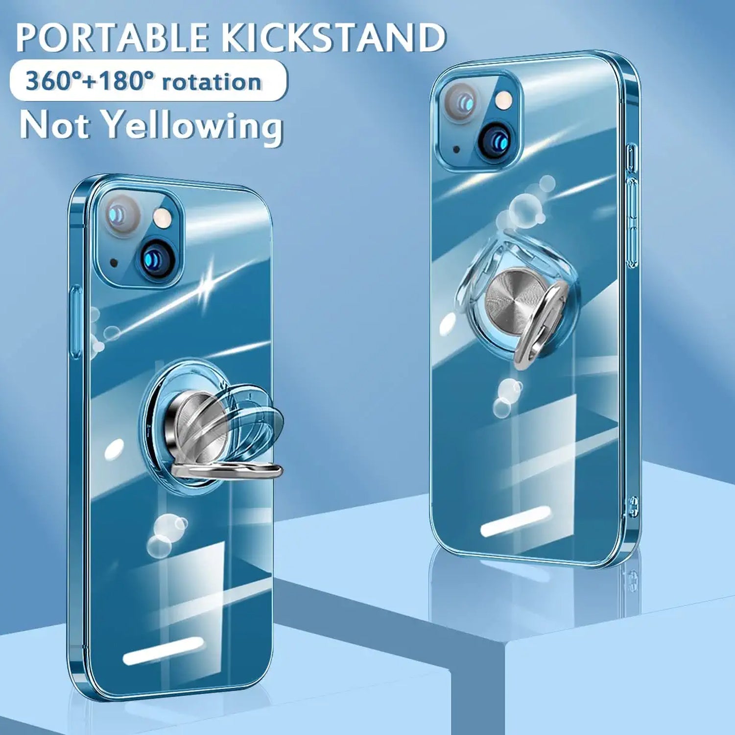 Clear Phone Case iPhone 14 Transparent Anti-Scratch with Ring Kickstand iPhone Case - Tophatter Daily Deals