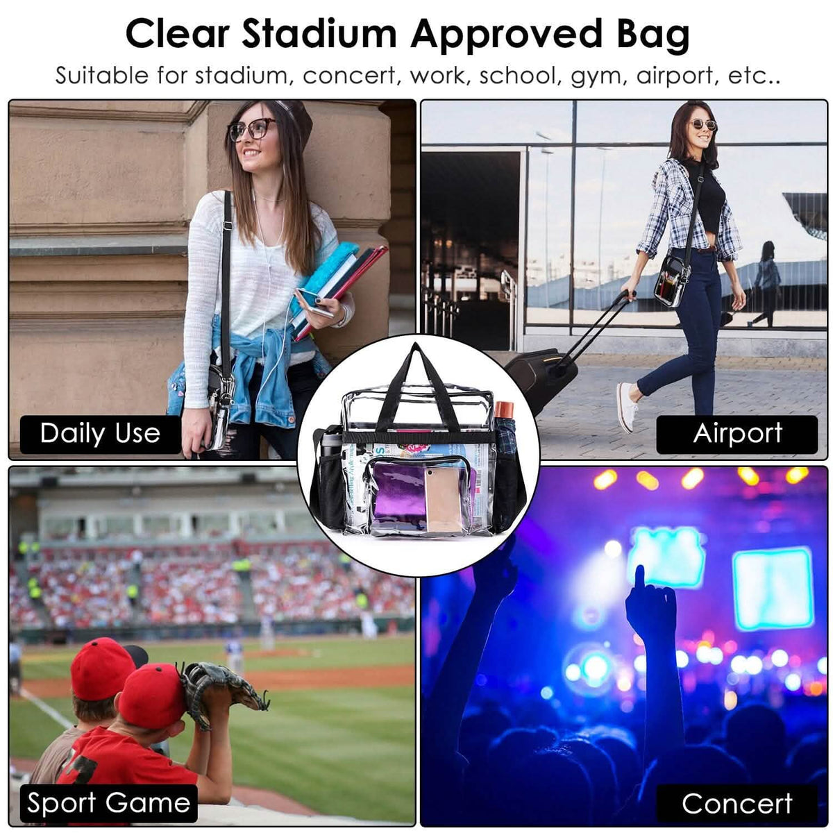 Clear Transparent Shoulder Bag Stadium Approved Handbags & Wallets - Tophatter Daily Deals