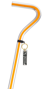 "Be Bold Wear Orange" Cane: Orange Streak w/ Floating Bubbles in Clear Shaft