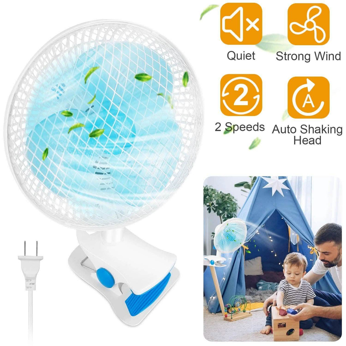 Clip-On 2 Speeds Quiet Clamp Fan Household Appliances - Tophatter Daily Deals