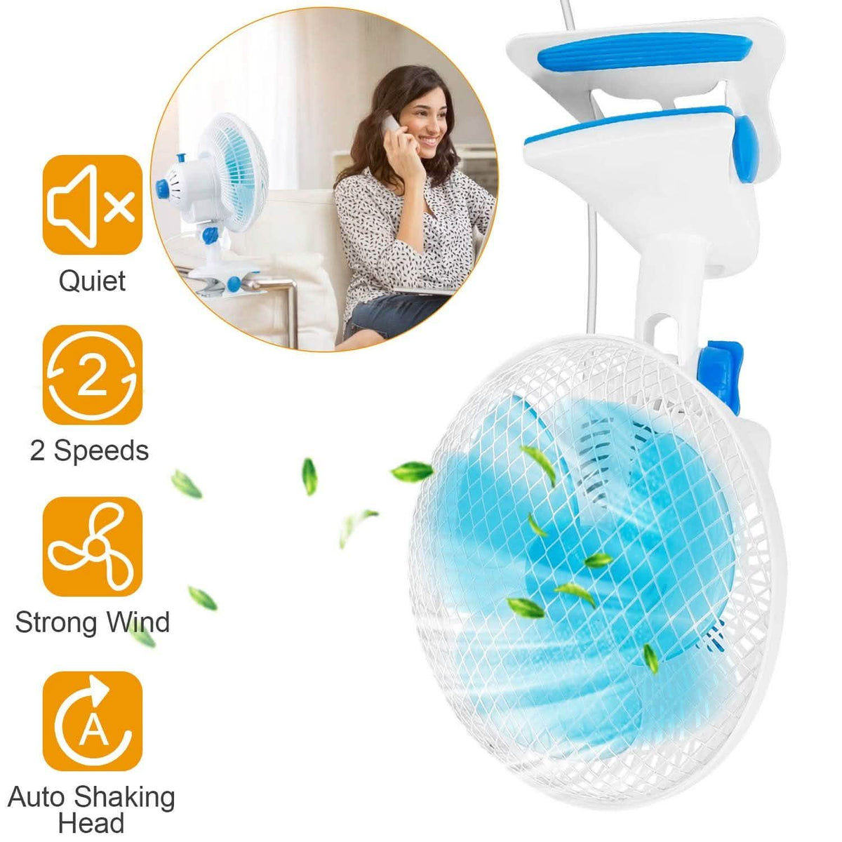 Clip-On 2 Speeds Quiet Clamp Fan Household Appliances - Tophatter Daily Deals