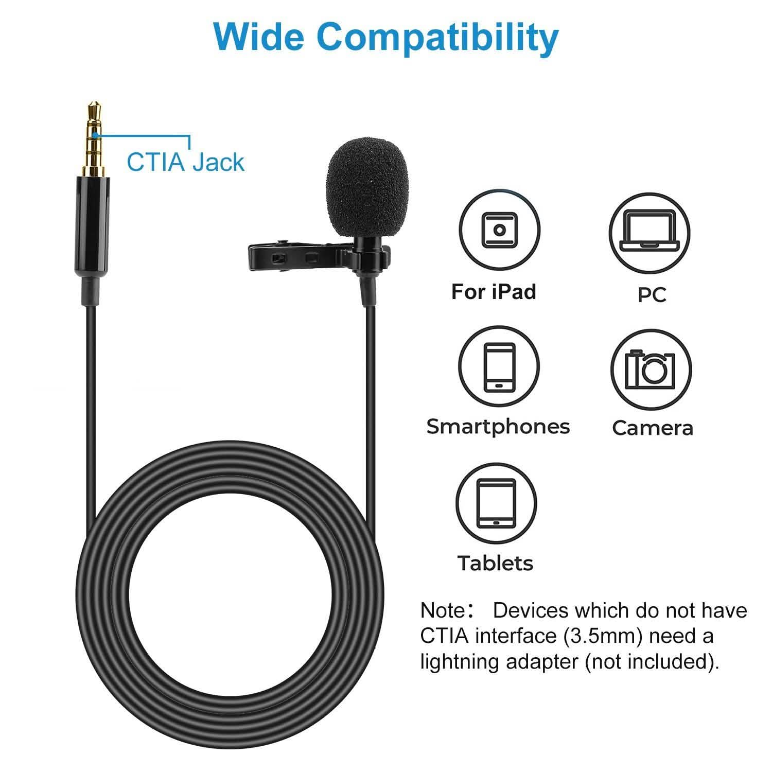 Clip On Microphone Hands Free Lavalier Lapel Mic Audio Accessories - Tophatter Daily Deals
