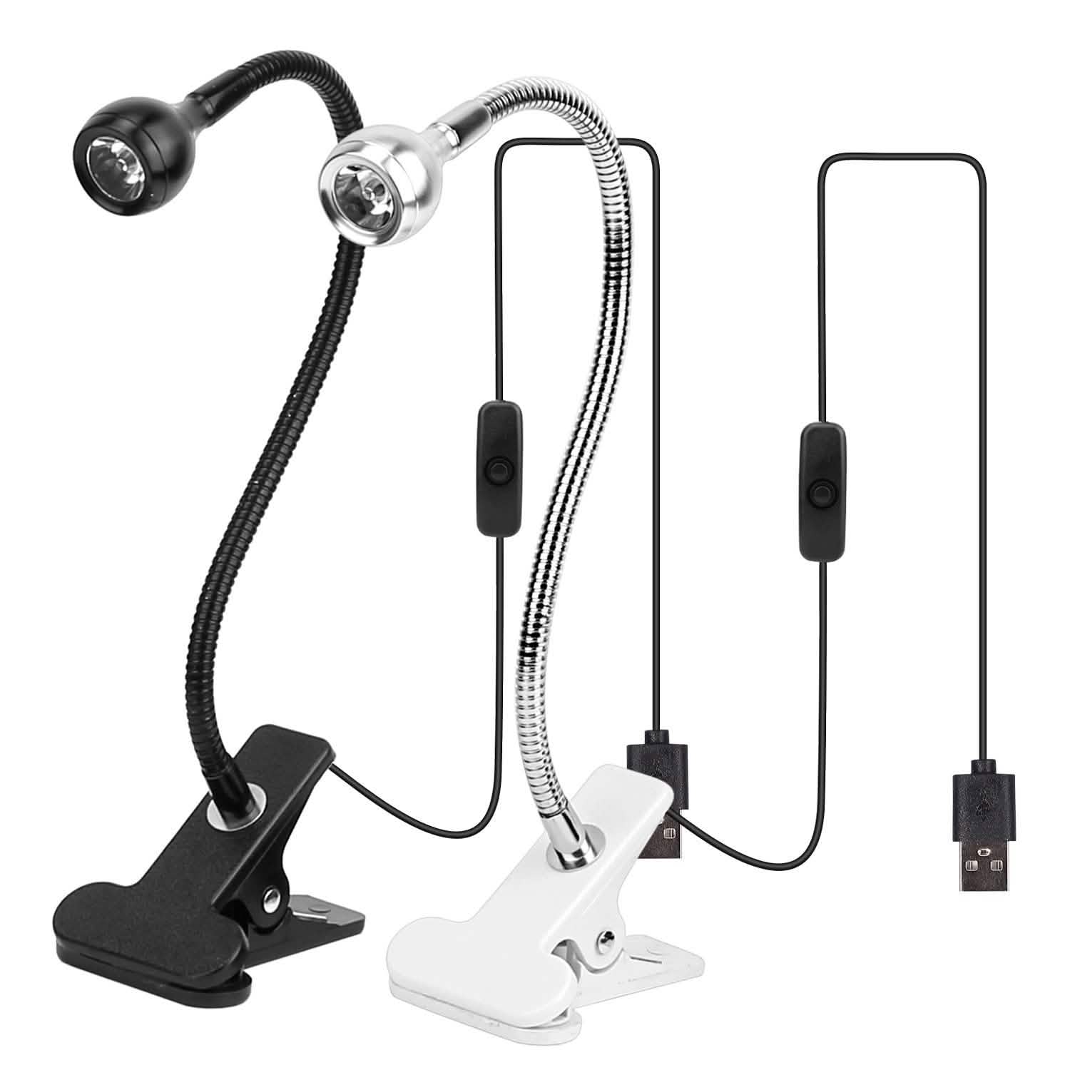 Clip On Reading Light USB Desk Clamp Lamp Flexible Gooseneck Indoor Lighting - Tophatter Daily Deals