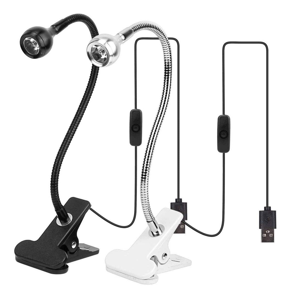 Clip On Reading Light USB Desk Clamp Lamp Flexible Gooseneck Indoor Lighting - Tophatter Daily Deals