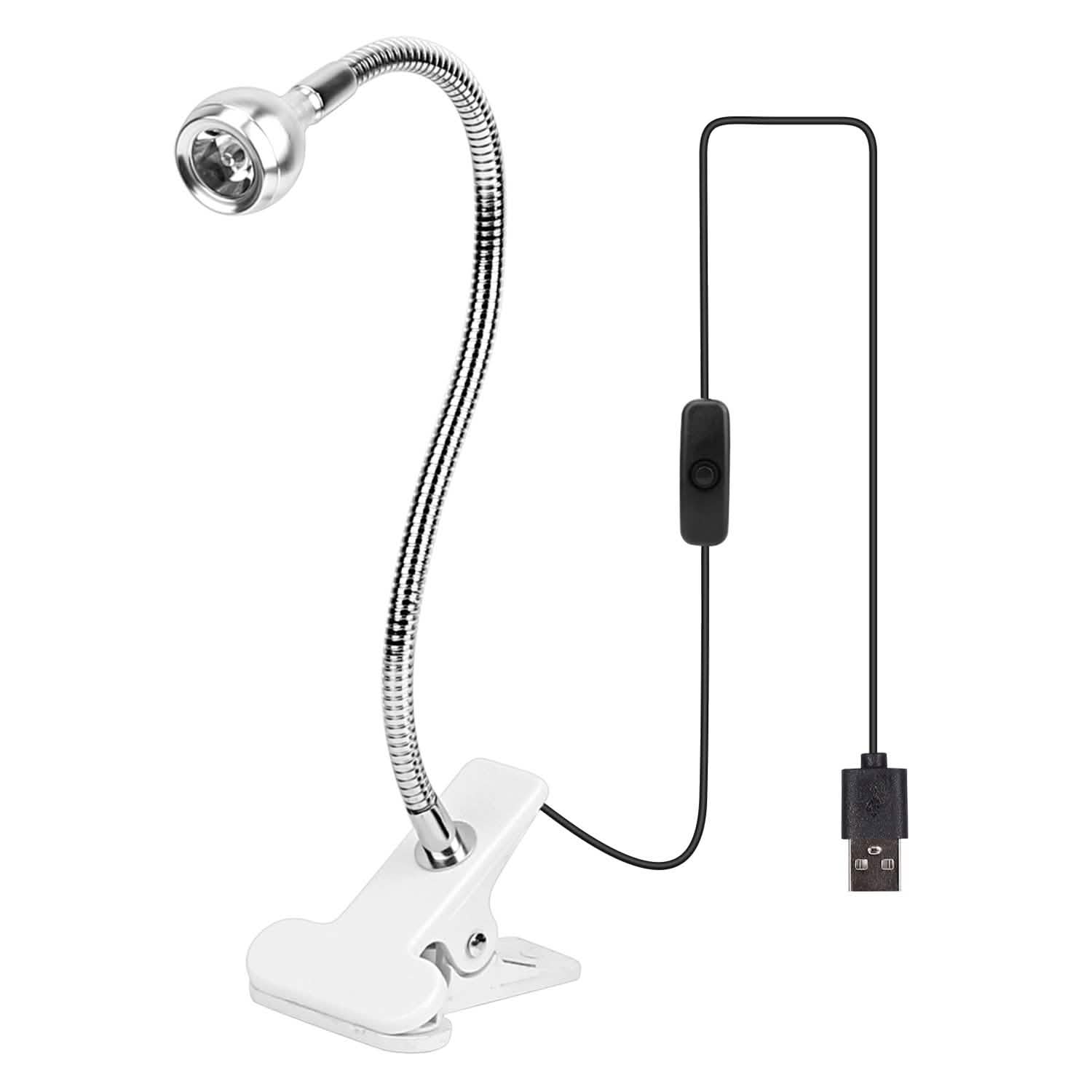 Clip On Reading Light USB Desk Clamp Lamp Flexible Gooseneck White Indoor Lighting - Tophatter Daily Deals