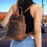 Abby Concealed Carry Studded Leather Backpack Purse Handgun Purses - Tophatter Daily Deals
