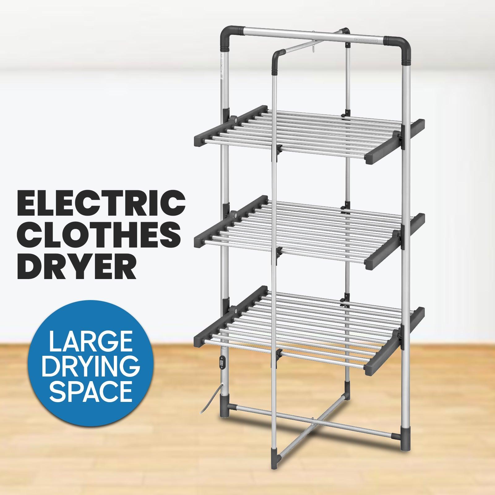 Electrical Clothes Airer - Black+Decker Electric Heated Clothes Airer / Low Energy / Large Drying Space Apparel & Accessories - Tophatter Daily Deals