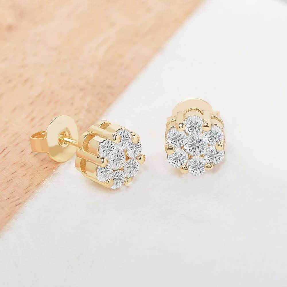 Cluster Flower Stud Earrings Gold Earrings - Tophatter Daily Deals