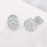 Cluster Flower Stud Earrings Silver Earrings - Tophatter Daily Deals