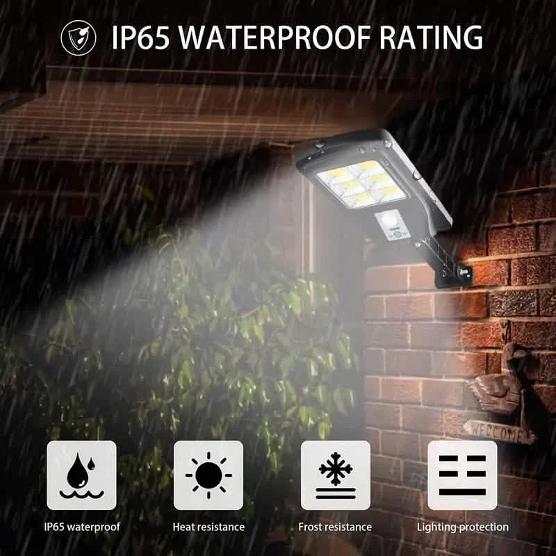 COB Solar Street Lights Remote Control Motion Sensor Security Wall Light with 3 Modes Solar Outdoor Lights - Tophatter Daily Deals