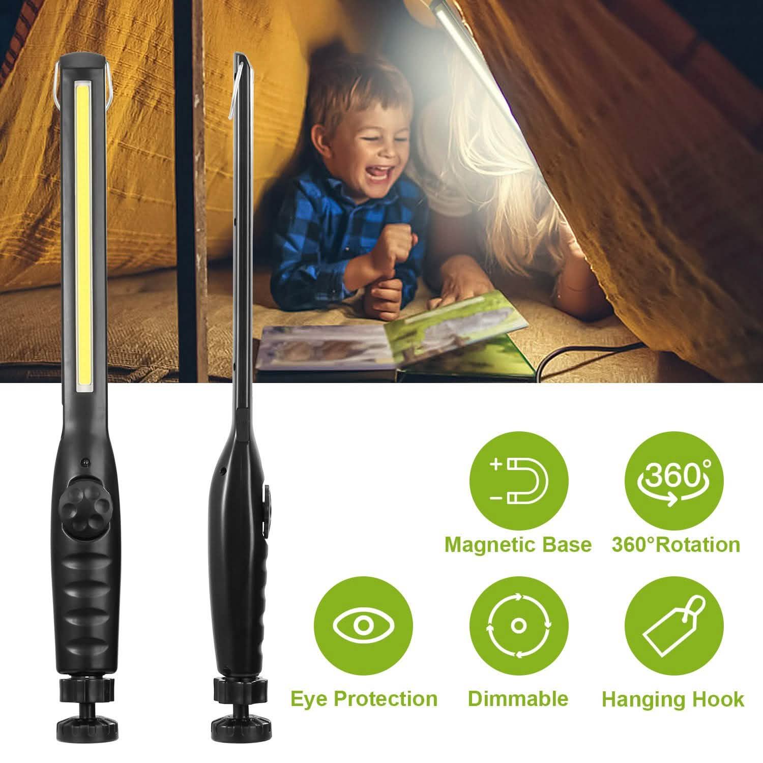 COB Work Light IPX4 Handheld Emergency LED Lamp Outdoor Lighting - Tophatter Daily Deals